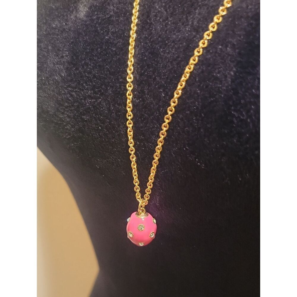 J. Crew Gold-Tone Chain with Hot Pink Enamel Pendant